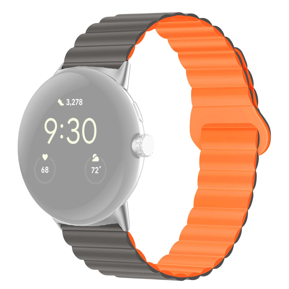 For Google Pixel Watch 2 Pixel Watch Dual-Color Silicone Replacement Strap 20mm Adjustable Magnetic Closure Watch Band For Google Pixel Watch 2 Pixel Watch Dual-Color Silicone Replacement Strap 20mm Adjustable Magnetic Closure Watch Band